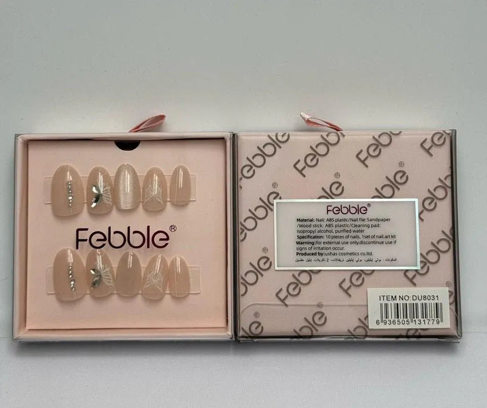 Febble - Crystal Leaf Nude Press-On Nails