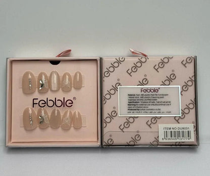 Febble - Crystal Leaf Nude Press-On Nails